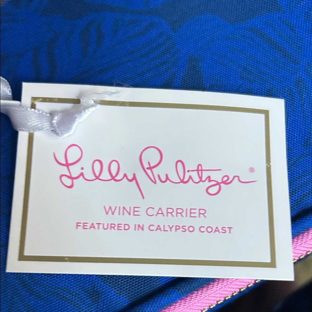Lilly Pulitzer Blue and Pink Floral wine Carrier - Picture 2 of 6